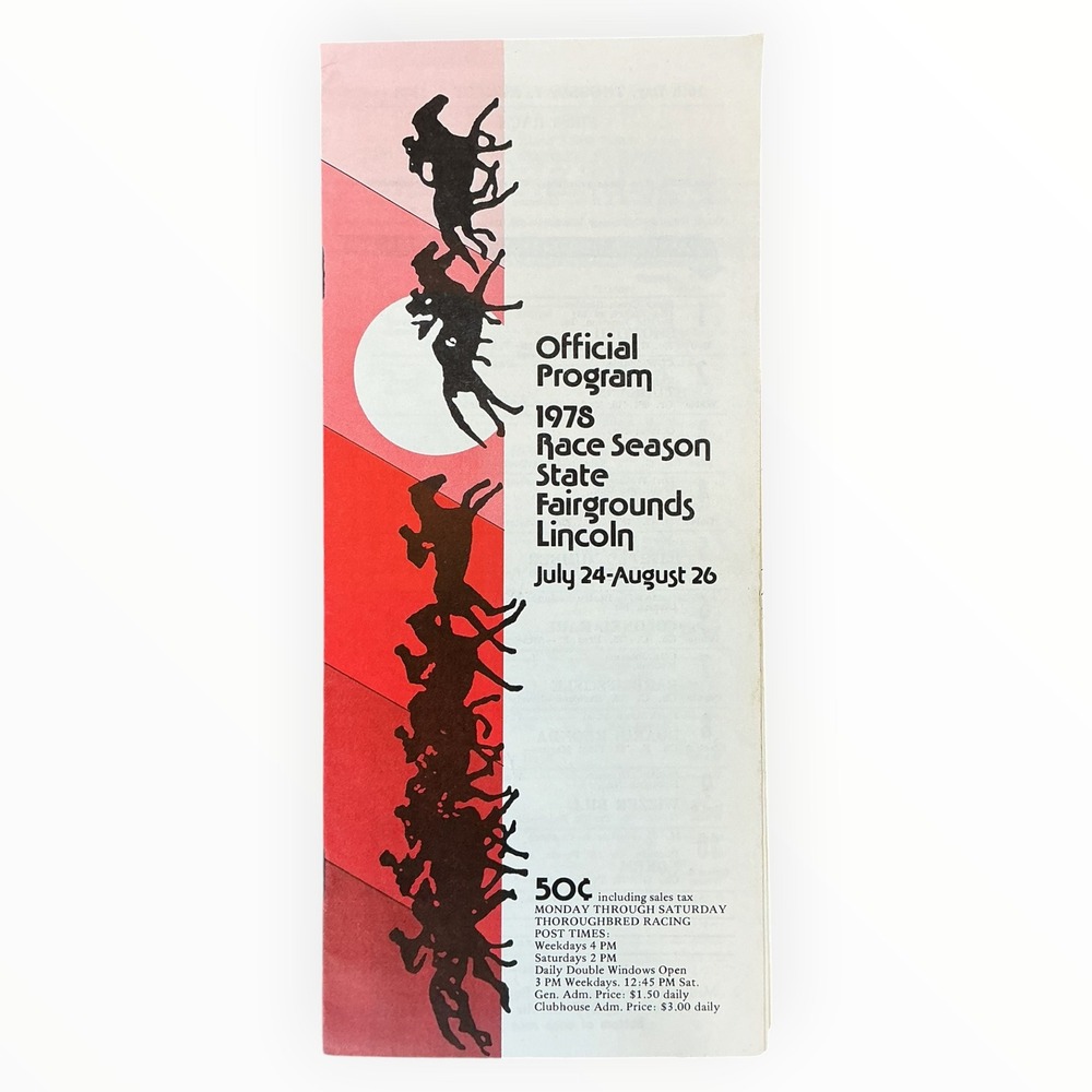 1978 Nebraska State Fairgrounds Horse Racing Official Program Lincoln Vintage